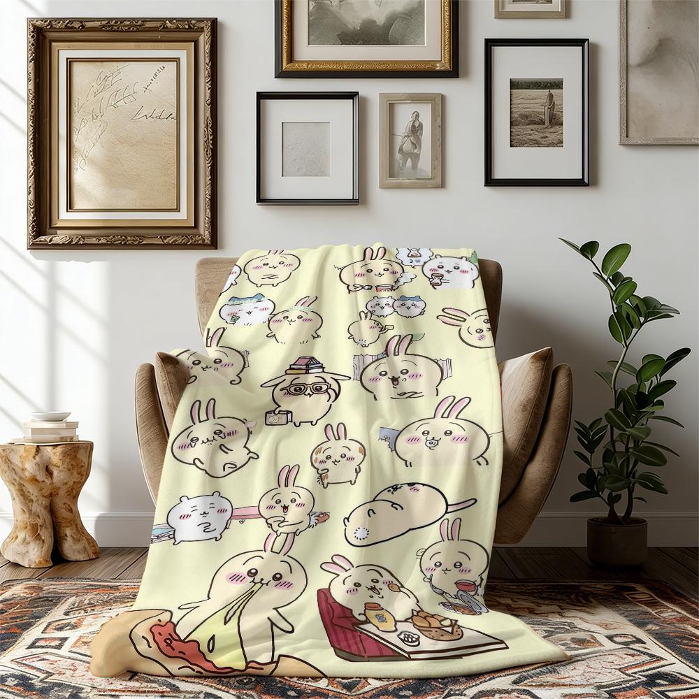 Countdown Sale! Kawaii Chiikawa Rabbit Doodle Blanket – Cozy Fluffy Plush for Cute Aesthetic Lovers  Soft & Cuddly Gift to Wrap Your Loved Ones in Cuteness Fluffy Plush for Lazy Days, Anime Marathons & Snuggles Suitable for all four seasons