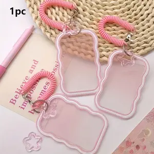 1pc Matte Transparent Silicone Card Holder with Spring Keychain, Ideal for Student ID & Hp Photo Paper, Lightweight Durable Tag, Accessories