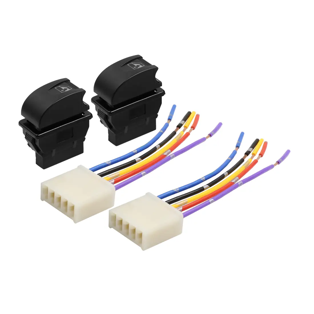 5 Pin Car Power Window Switch and Wiring Harness Socket Adapter DC 12V 4 in 1