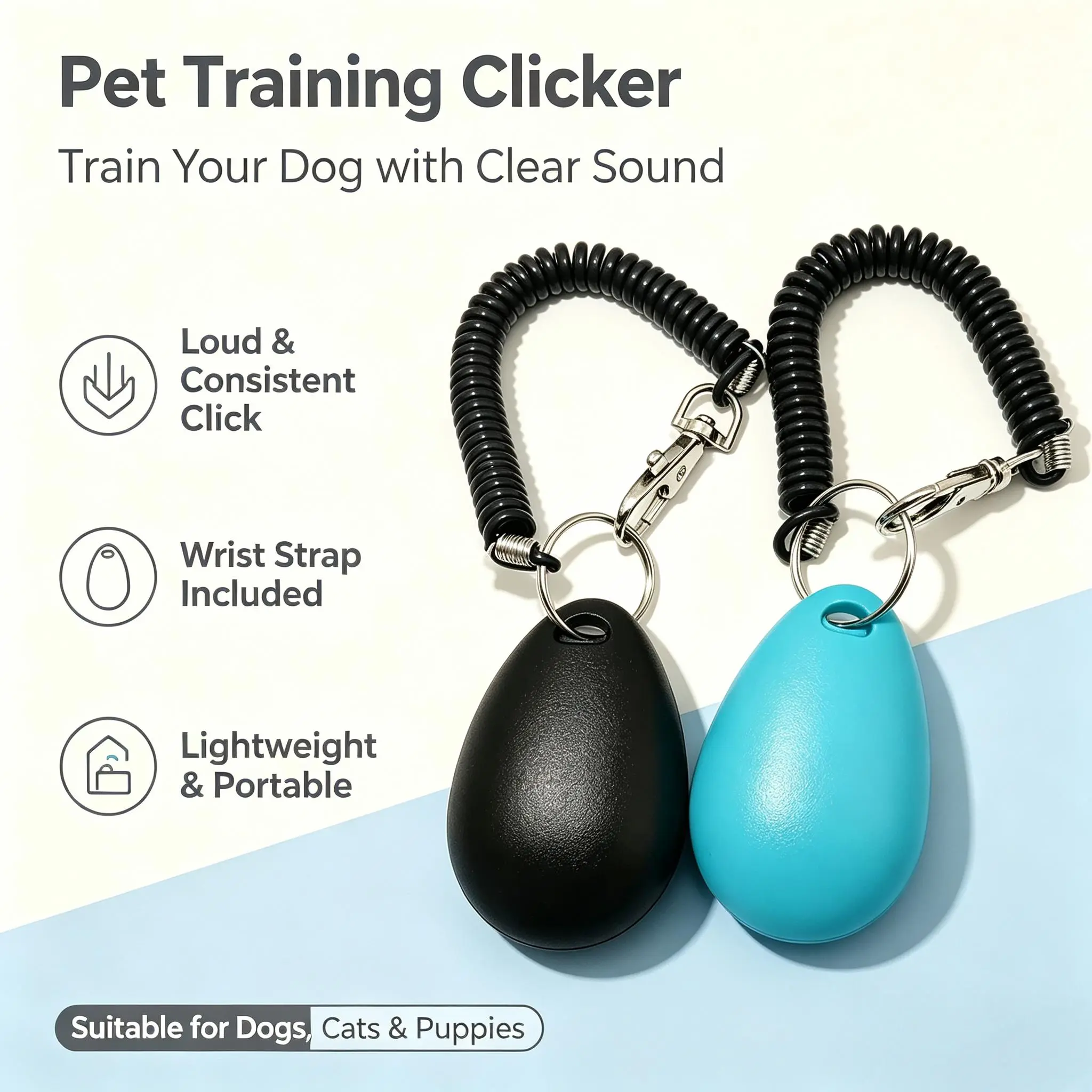 Portable Pet Training Clicker, Professional Sound Training Device for Dog Puppy Obedience Behavior Training