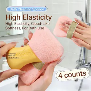 4 Counts Sponge Soap Saver Pouch, Bath Sponge, Mesh Material Allows Soap to Breathe , Dry Quickly