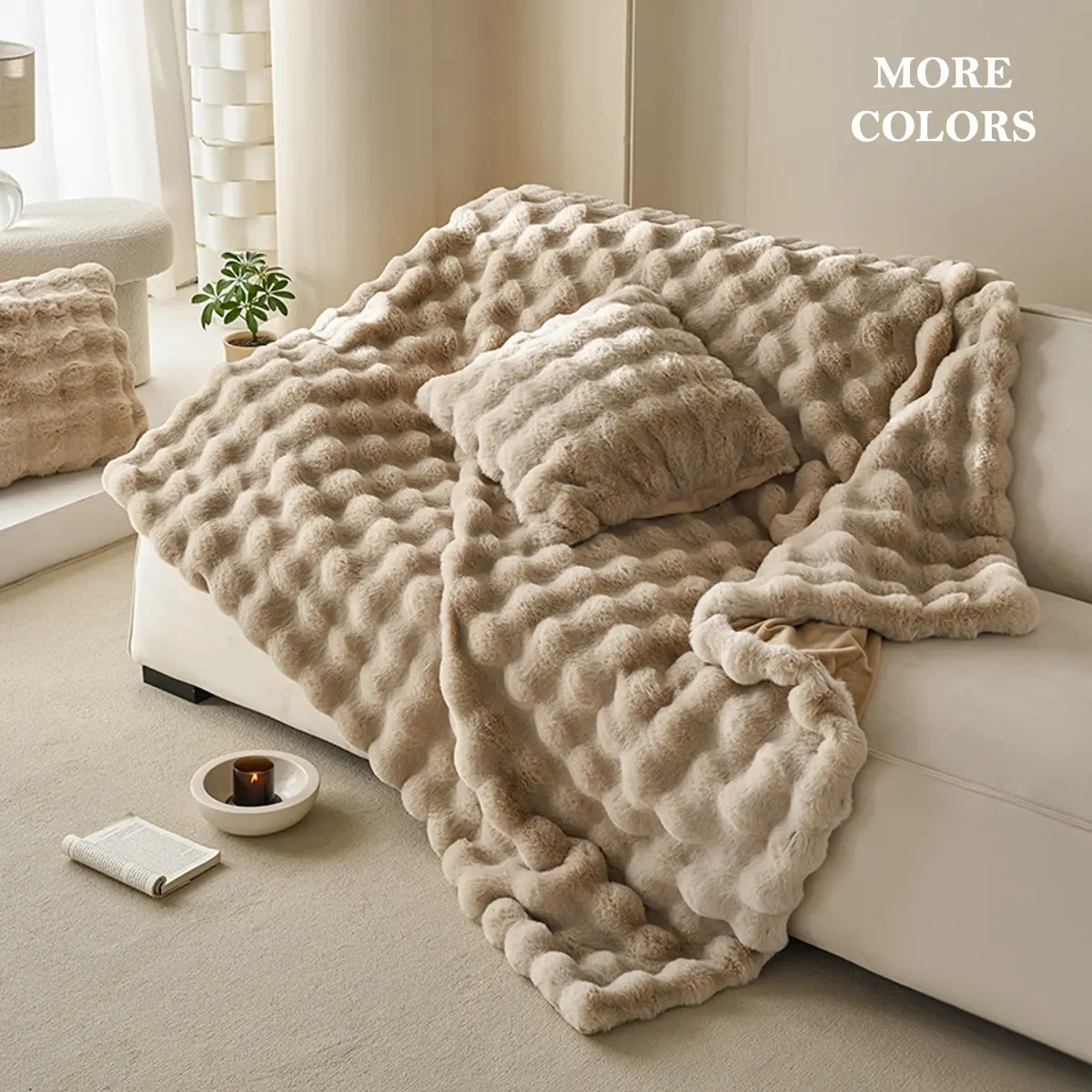 Luxury Plush Microfiber Blanket, Premium 800GSM Heavyweight Solid Color Throw, Ultra-Soft Elegant Decorative Fleece for Bed Sofa Couch Living Room, Cozy Warm Durable All Season Blanket, Perfect Christmas Birthday Holiday Gift for Family and Friends