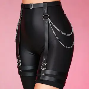 WarandodHarness Handmade Leather Harness Belt with Chain, Gothic Punk Waist & Leg Garter Belt, Adjustable Streetwear Body Accessory, Ideal Gift for Alternative Fashion Lovers