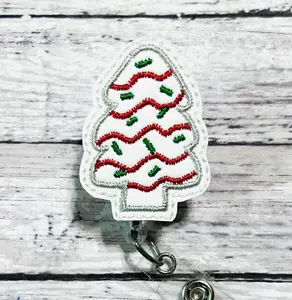 Christmas Tree Badge Reel, Holiday Cake Badge Reel, Interchangeable Badge Topper,Badge Buddy, Nurse Badge Reel, RN Badge Reel, Medical Badge