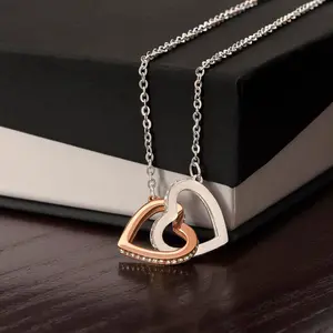 Interlocking Hearts Necklace GOLD + Silver