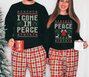 Ugly Christmas Matching Couples Sweatshirt, Funny Couples Christmas Sweatshirt, I Come In Peace Shirt Adult Humor Xmas Sweatshirt,