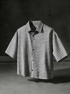 Men's Short Plaid Print Checkered Gingham Sleeveless Fitted Shirt, Fashion Casual Top for Daily Wear, Trendy Design with Comfortable Feel, Distinct Gingham Pattern