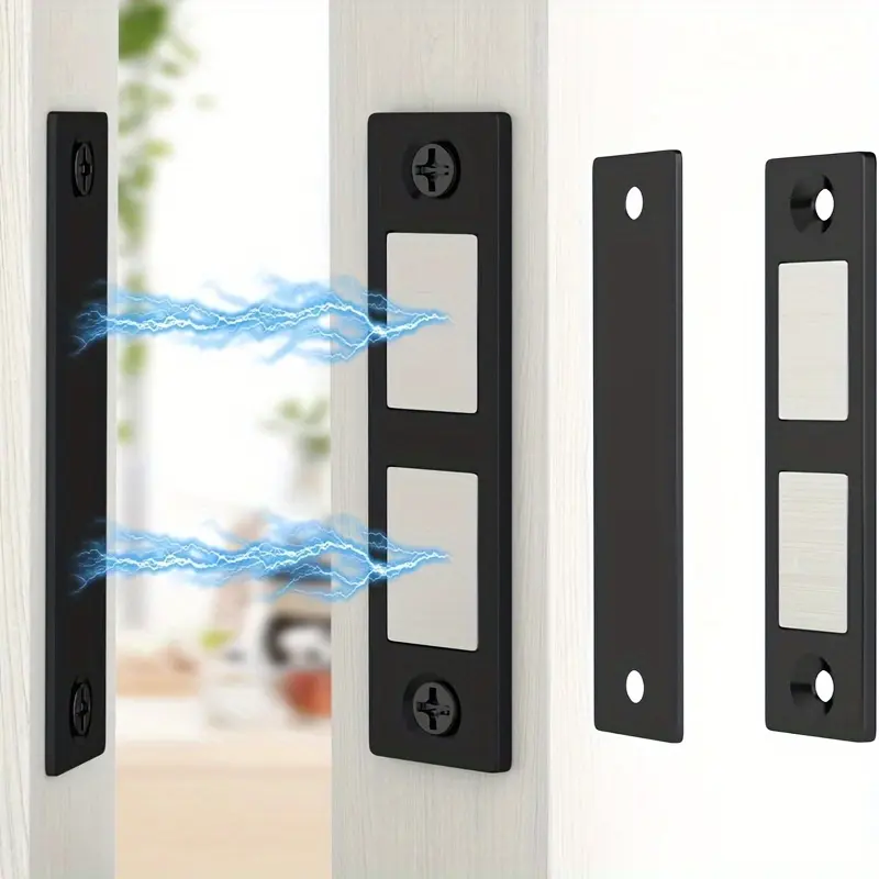 Jiayi Strong Magnetic Door Catch (5/10/15pcs), 10pcs Black Heavy-Duty Child Safety Lock for Wardrobes, Cupboards, Easy Screw-On Installation Pet-Proof Kitchen Hardware for Shops