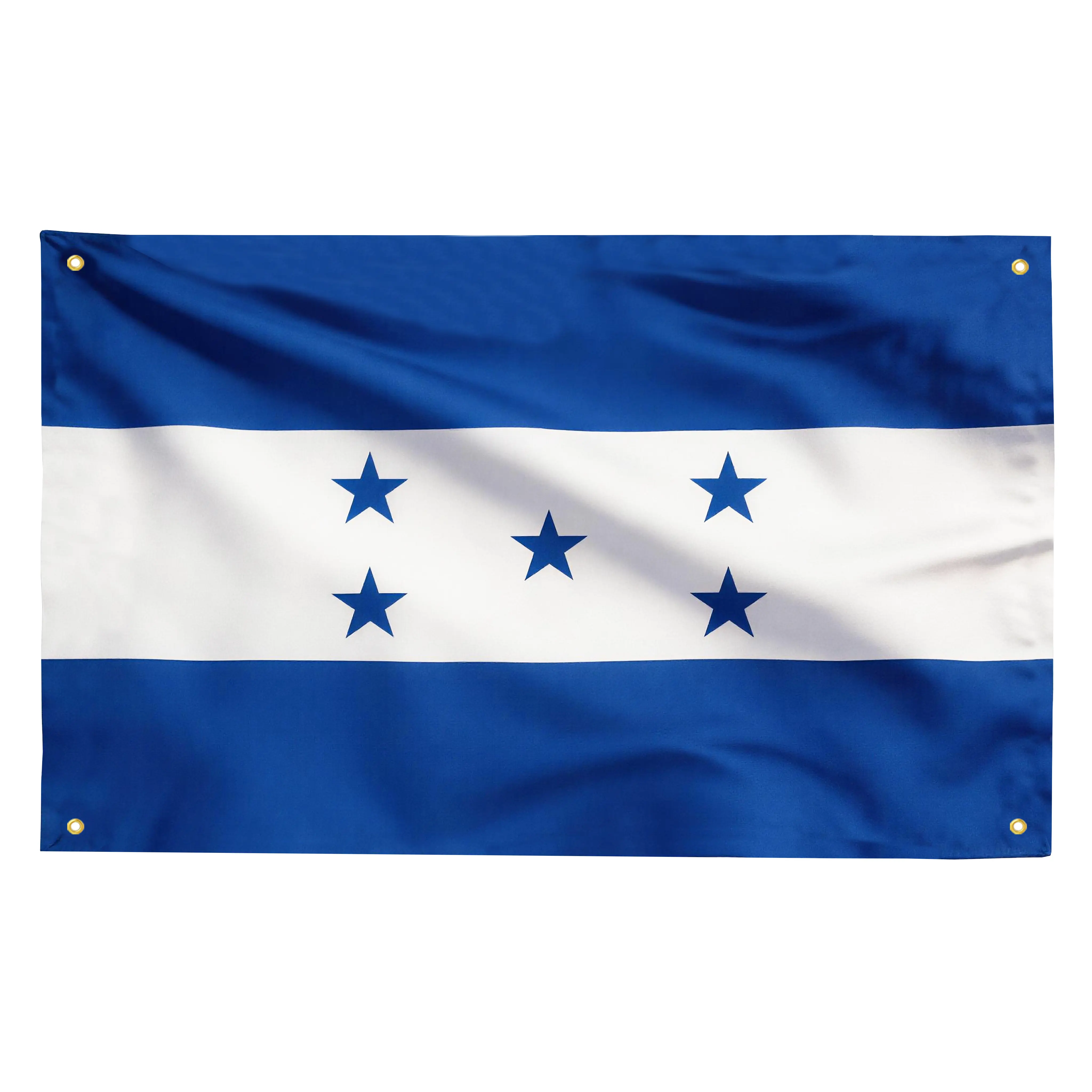 1pc 3x5ft Honduras Fabric Flag, 100D Double-Sided Banner with Free Hanging Hooks, Wall Decor for Parade & Independence Day, All Ages Festive Home Supplies Gift