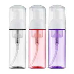 Soap Foam Bottle (60ml, 2 fl oz), Empty Travel Foaming Lash Shampoo for Cleanser, Dispenser (Clear, Pink, Purple)