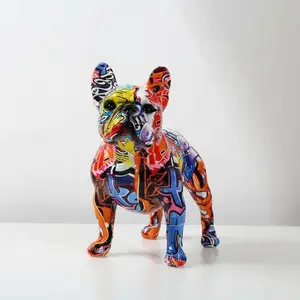 Cool Graffiti French Bulldog Figurine, Unique Artistic Pop Art Design Dog Statue, Perfect Gift for Dog Lovers and Art Enthusiasts