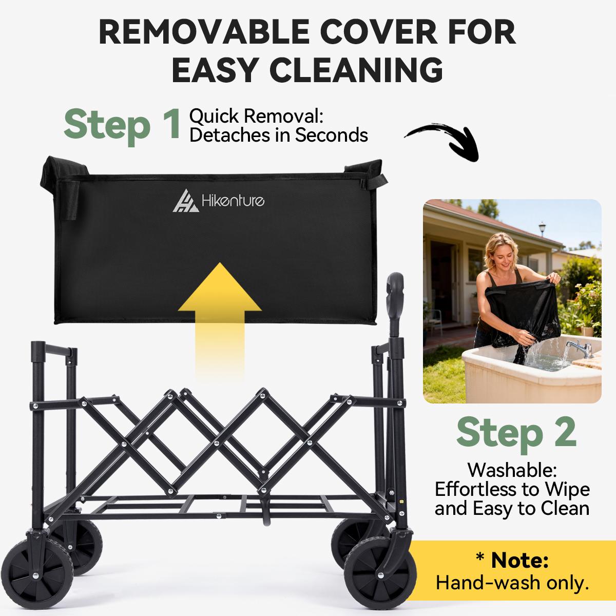 Hikenture Wagon Cart Foldable,Ultra-Compact Small Utility Folding Wagon,Heavy Duty Grocery Cart with All-Terrain Wheels,Portable Collapsible Wagon for Garden,Beach,Shopping,Camping,Sports