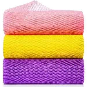 3 Pieces African Net Bath Sponge African Exfoliating African Scrubbing Long Net Rag African Wash Net Shower Body Scrubber, Yellow Pink Purple