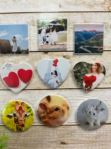 (NEW) 3 Mix Shape Photo Magnets-Square, Heart, & Circle (3 Of Each)