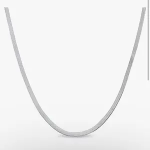 Silver Herringbone Chain Necklace, Flat Chain Necklace, Stacking Necklace, Everyday Dainty Necklace, Silver Plated Necklace