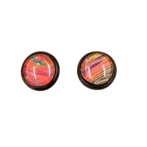 8 mm stud earring, stainless bezel. hand painted glass cabochon