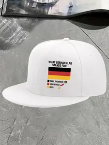 Funny Print Hip-Hop Hat, Flat Brim Baseball Cap, Sun Protection, Windproof Sports Casual Cap, Adjustable Breathable Rock Style