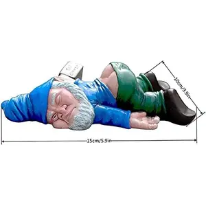 Funny Drunk Dwarf Gnome Statue (Blue) – Hilarious Resin Garden Decor for Patio, Yard, Lawn & Porch , Drunk Gnomes for indoor and outdoor , For Halloween, For Christmas Decor , For Garden Funny Statue , Best for Gift
