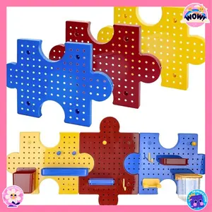 18-Piece Colorful DIY Modular Wall Storage Set, Puzzle Board Assembly for Home Office Use, Customizable Display Shelf for Crafts, Wall Mounted Organizer