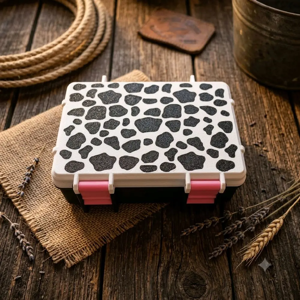 Rugged Cow Print Peptide Home Organizer Case