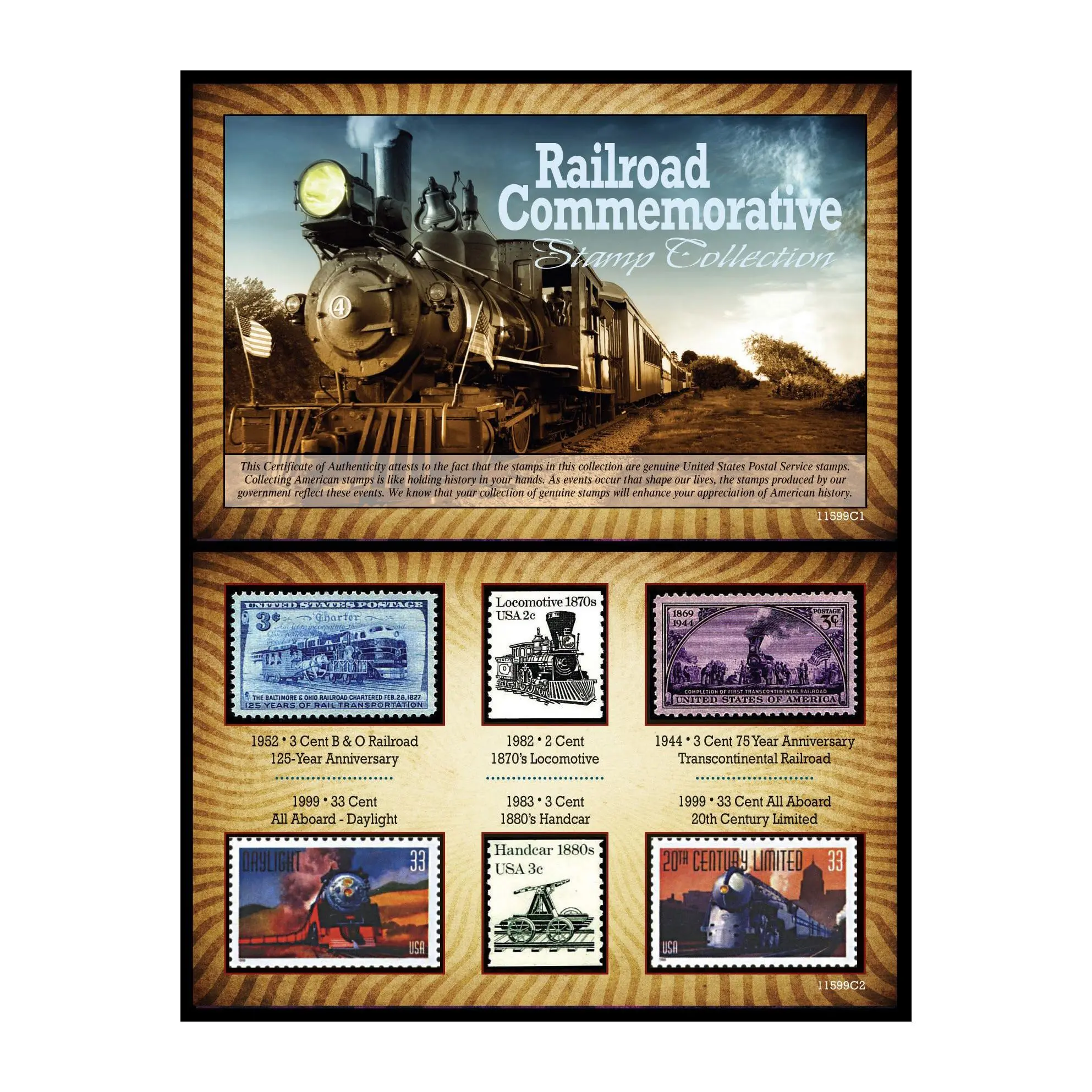 American Coin Treasures Railroad Stamp Collection American Coin Treasures Railroad Stamp Collection
