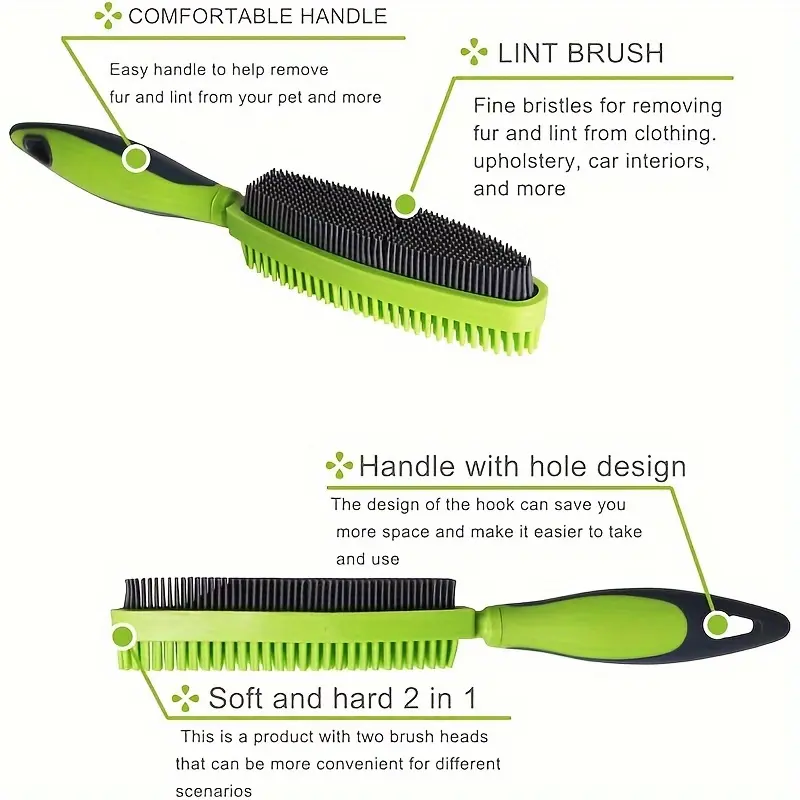 Pet Hair Removal Brush, 2-Sided Multi-Function Grooming Brush for Dogs & Cats, Deshedding Brush for Removing Loose Fur and Pet Hair