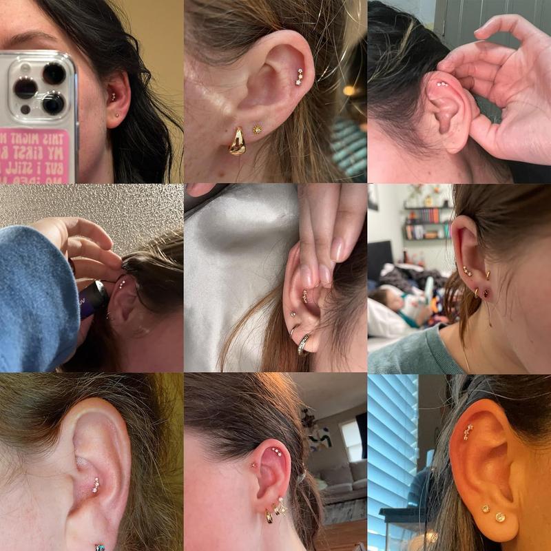 925 Sterling Silver Trio CZ Gold Screw Back Stud Earrings for Women/Girls, Sparkly CZ Stud Earrings for Helix Cartilage Tragus Earlobe Conch Piercing Jewelry 20 Gauge 925 Sterling Silver Trio CZ Gold Screw Back Stud Earrings for Women/Girls, Sparkly CZ Stud Earrings for Helix Cartilage Tragus Earlobe Conch Piercing Jewelry 20 Gauge
