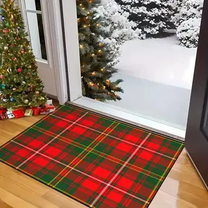 Christmas Decoration Plaid Pattern Doormat, 1 Count Non-slip Soft Floor Mat, Decorative Carpet for Home Living Room Bedroom, Home Decor