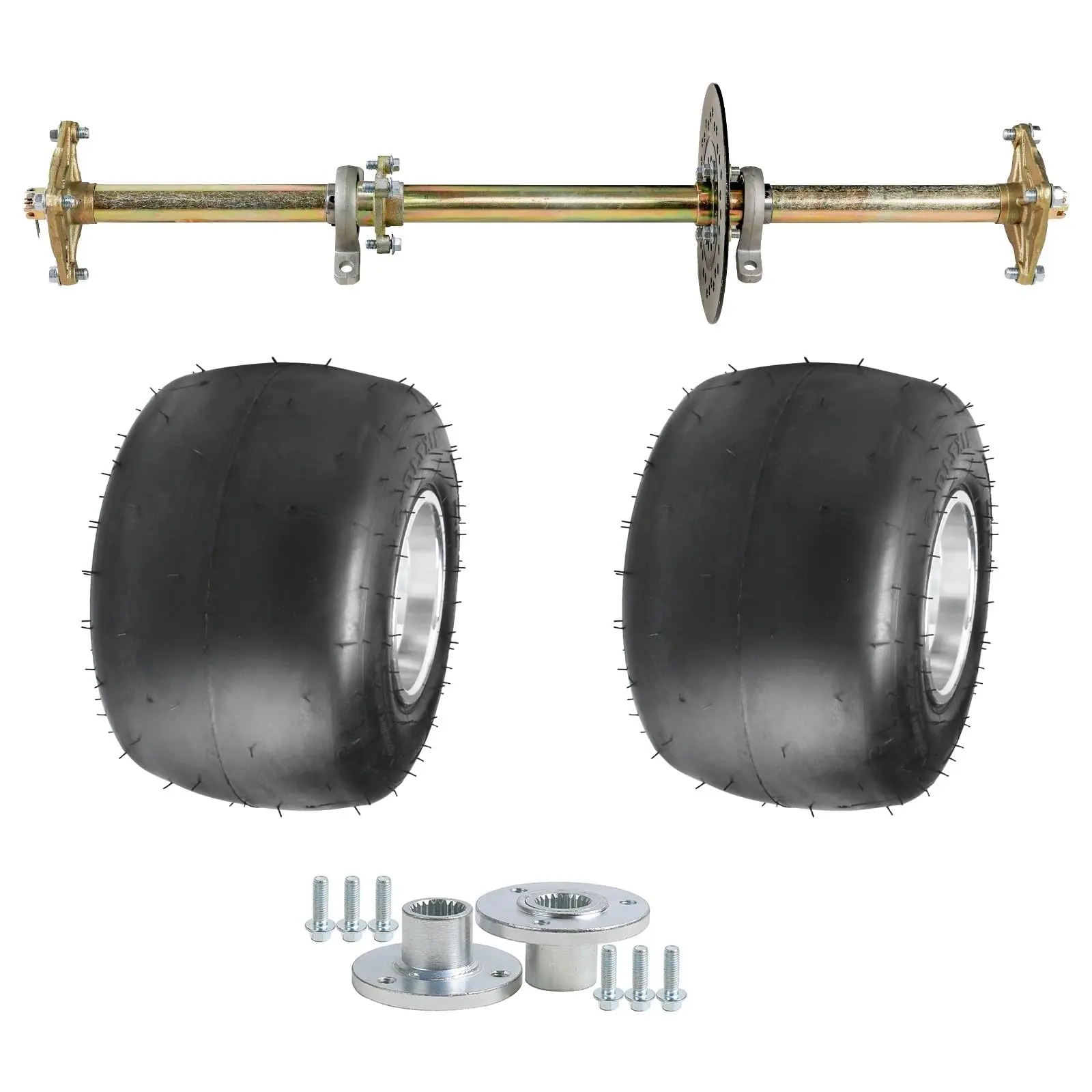5 inch 11x7.10x5 Wheel 11x7.10-5 Tire Rim & 3 Stud Wheel Hubs & 32" Rear Live Axle Shaft Kit for Offroad Racing Go Kart ATV UTV 4 Wheelers Golf Cart Quad Buggy Lawn Mower Drift Trike Mini Bike