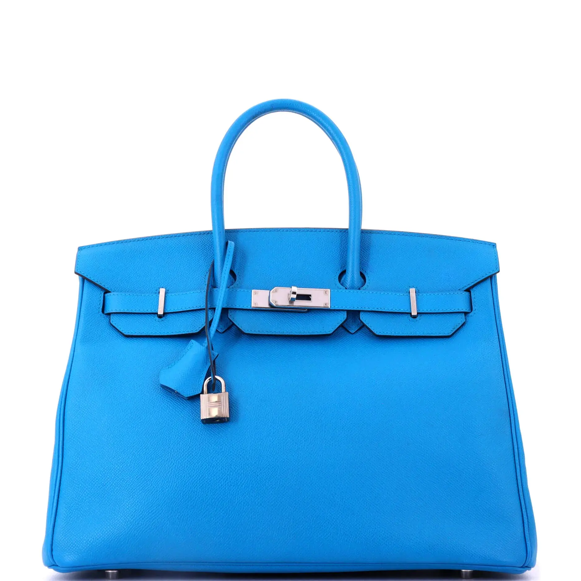 Pre-owned HERMÈS Leather Tote Bags REBAG Hermes Birkin Handbag Bleu Zanzibar Epsom with Palladium Hardware 35 by Rebag