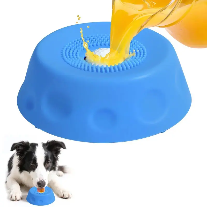 3-in-1 Anti-Spill Suction Slow Feeder Dog Bowl with Built-in Rolling Treat Ball & Licking Mat, Anti-Slip Dish for All Breeds – Yogurt, Peanut Butter Treats