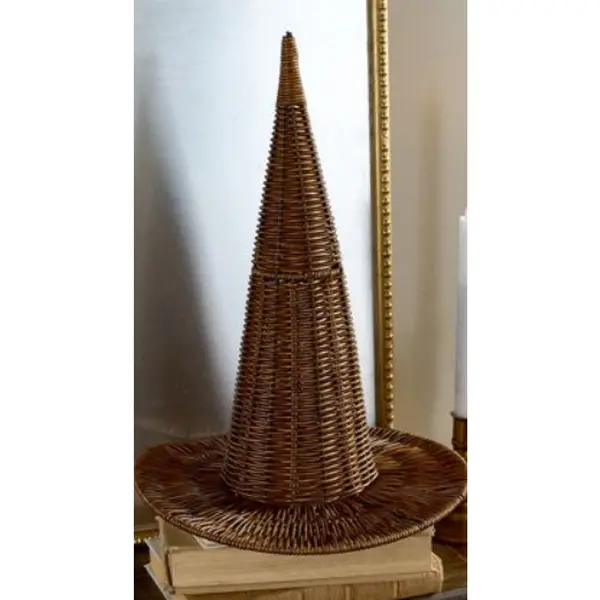Cozy Cottage by Liz Marie 16" Synthetic Rattan Witch Hat - 1 lb Iron Frame, Indoor Festive Party Accessory, Home Supply, Room Accessories