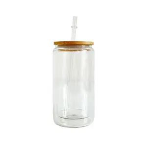 Custom Bamboo Glass Cups with Lids and Straw for Drinkware