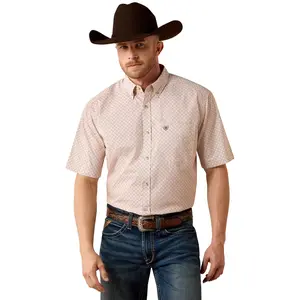 ARIAT MENS NELS SS SHRT ALMOND OIL GEO PRINT - 10073520