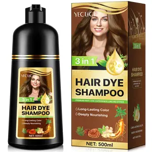 Yecuce 3-in-1 Hair Dye Shampoo with Ginger Extract for Long Lasting Color & Deep Nourishment 500ml Haircare Cleansing