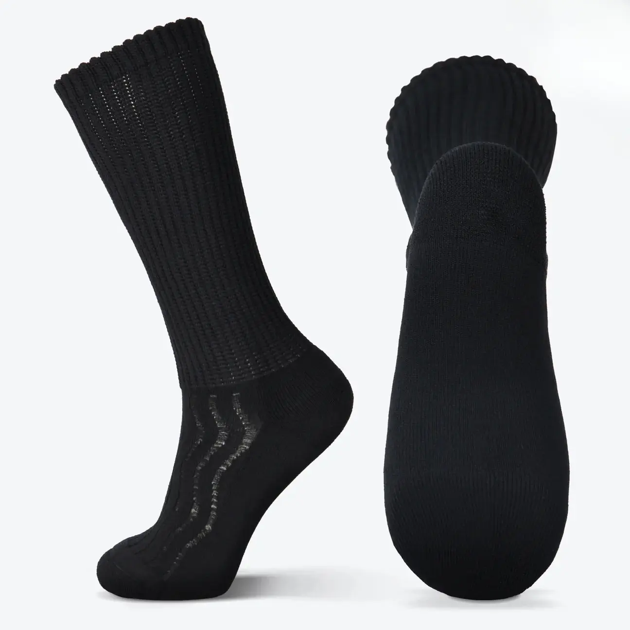 Comfort-Fresh Wide Non-Binding Bamboo Socks | Air Vent Cooling Mesh, Cushioned Sole, Seamless Toe Design, Ultra-Soft Stretch Support for Swollen Ankles, Diabetic Foot Relief, Wide Calves & All-Day Wear Fit Breathable Knitted