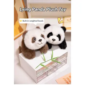 Valentine's Day Gift Cuddly Lying Panda Plush – Soft Huggable Stuffed Animal for Her/Him