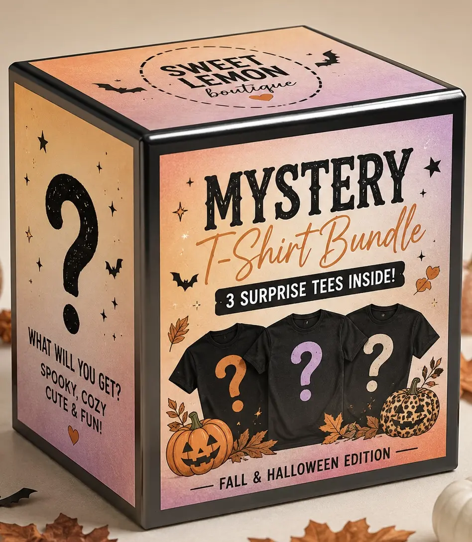 3-Piece Mystery Halloween Fall T-Shirt Bundle, Women's Top