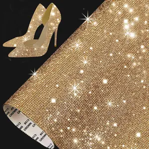 Bling Rhinestone Sheets Self Adhesive Sticker  Glitter  Rhinestones Sticker for Crafts DIY Decoration     Gifts 9.4 x 7.9 Inch (Golden)