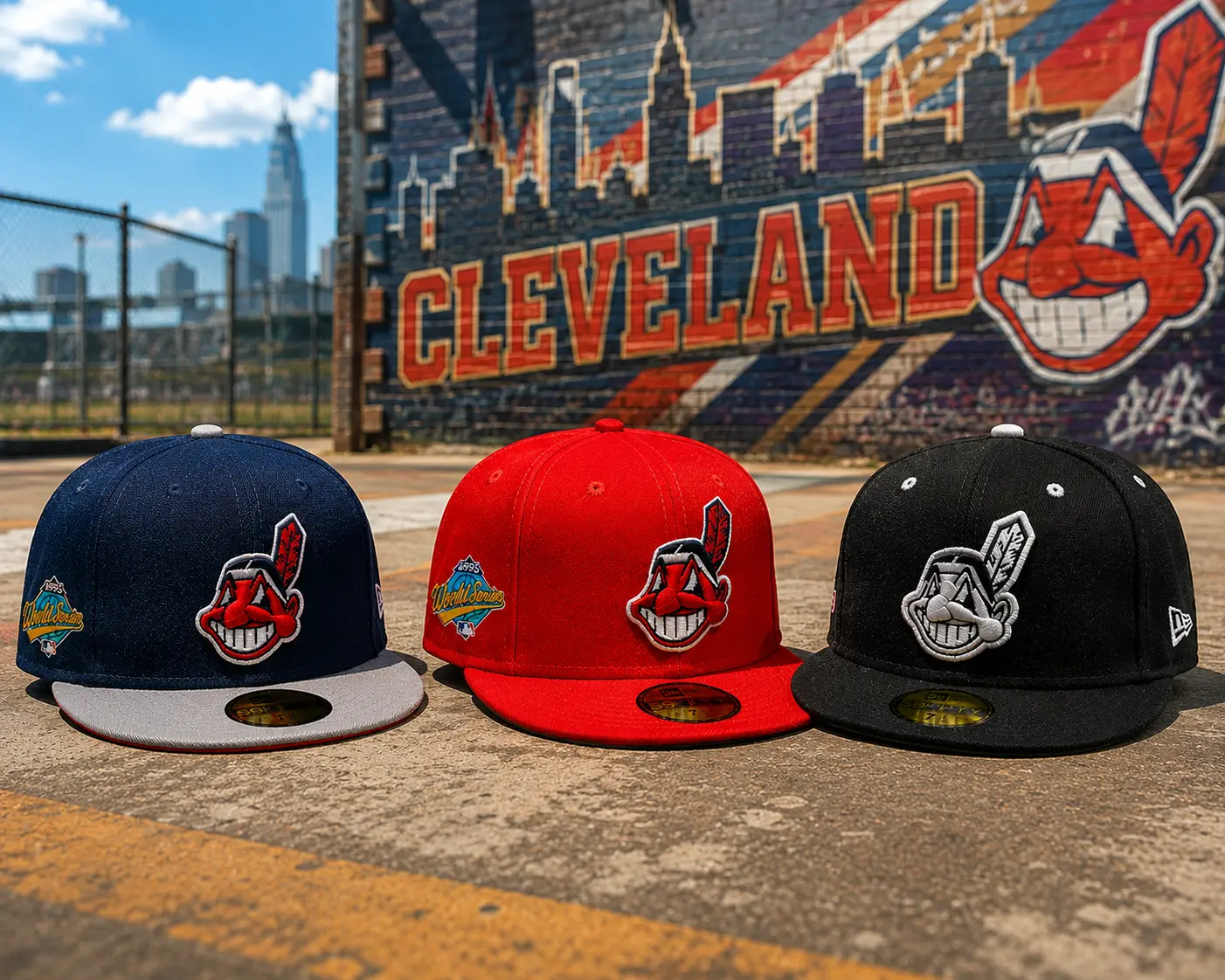 New Cleveland Indians 59FIFTY Embroidered Flat-Edge Baseball Era Collectible Hat