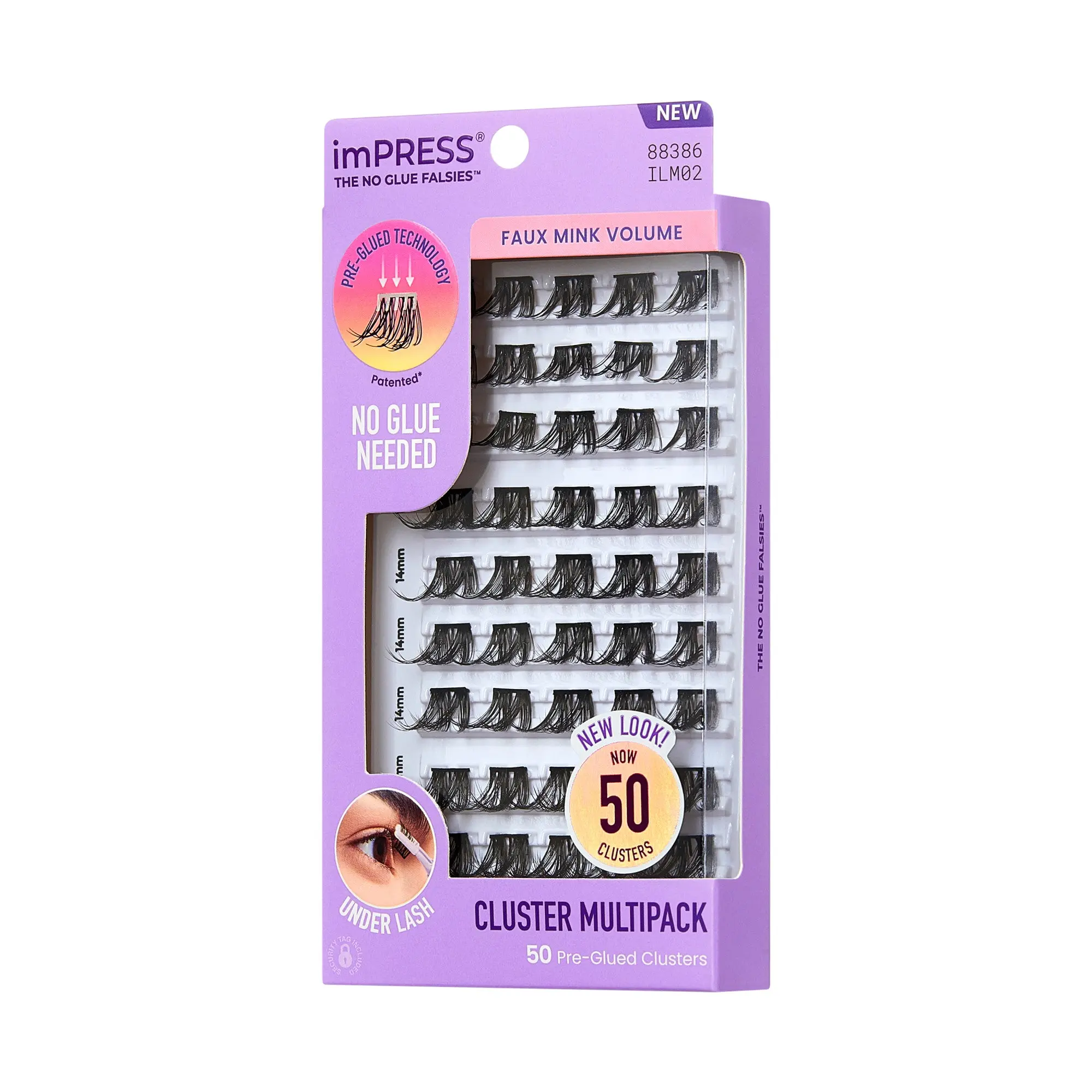 Impress Falsies Pre-Glued False Eyelashes Multipack - Faux Mink Volume | 50 Lash Clusters, 12mm-16mm Impress Falsies Pre-Glued False Eyelashes Multipack - Faux Mink Volume | 50 Lash Clusters, 12mm-16mm
