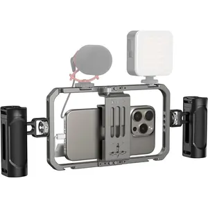 Universal Phone Cage, Smartphone Video Rig Kit with Handles, Handheld Filmmaking Vlogging Case Stabilizer for Videomaker, for  17/16/15 for  for Pixel and Other Android Phones