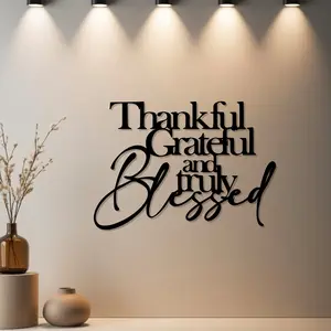HousewarmingGift|1pc Thankful Grateful Blessed Metal Wall Art Wall Art, Thankful Grateful Blessed Metal Wall Art Decoration with Premium Finish - Ideal Gift for Wedding & New Home Gift & Valentine's Day & Autumn Decor & Thanksgiving & Halloween