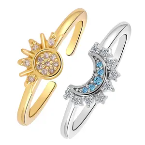 Adjustable Sun & Moon Design Ring Set, New Style Fashion Jewelry for Party, Daily Clothing Decor, Trendy gift for your girlfriend,mothers day gift,rings,womens gifts,accessories for women