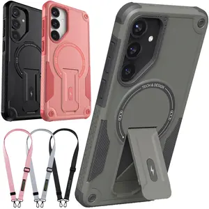 For Samsung Galaxy S26Ultra/S25/S24/Plus/Ultra/S25 Edge/S24/Plus/S26Plus Protective Phone Case Casing Shockproof Heavy Duty Kickstand Cover Protection With Lanyard Accessories Protective Smartphone Cover Phone Accessory