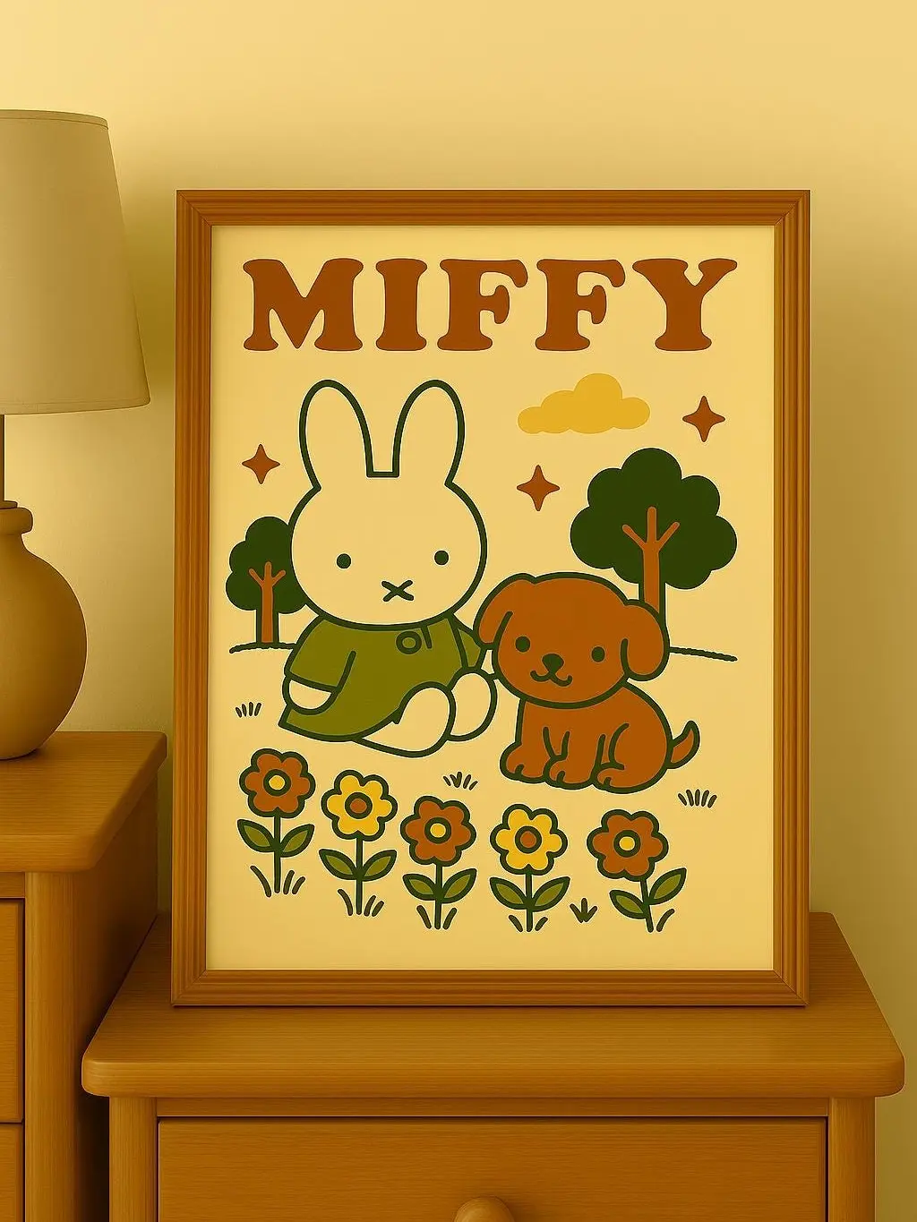 Printable Miffy Art – Retro Bunny Wall Decor Poster - Canvas