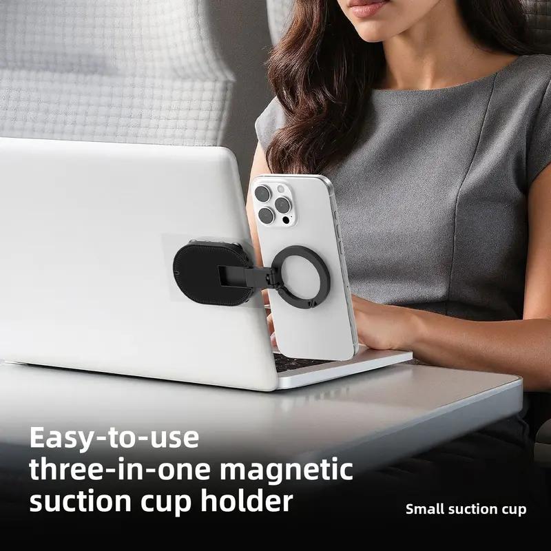 3-in-1 Suction Magnetic Phone Holder for MagSafe, 360° Rotatable Phone Tripod Mount with Carabiner Clip, Compatible with iPhone 17-12, Ideal for Car Dashboard, Gym, Kitchen, Office