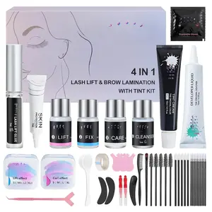 Lash Lift and Color Kit with 15ml Black Set, 4-in-1 Professional Eyelash & Eyebrow Perm DIY Kit, Quick Curling Coloring & Eyebrow Lamination, Complete Tools for  & Salon Use