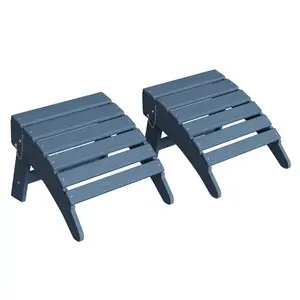 Garvee Folding Adirondack Ottoman Set of 2 - HDPE Outdoor Footrest for Adirondack Chairs, All-Weather Resistant, Perfect for Deck, Backyard, Patio, Poolside, Porch, and Lawn in Navy Blue