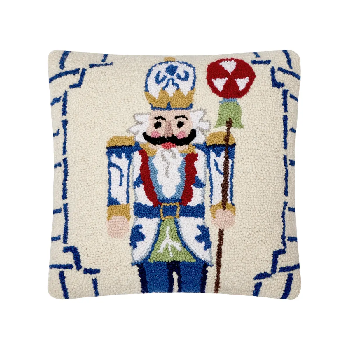 Peking Handicraft 31SJM11017BC16SQ 16x16 in. Artistic Decorative Standard Chinoiserie Nutcracker Poly-Fill Hook Pillow, Multi-Color, Artistic Decorative Standard Pillows